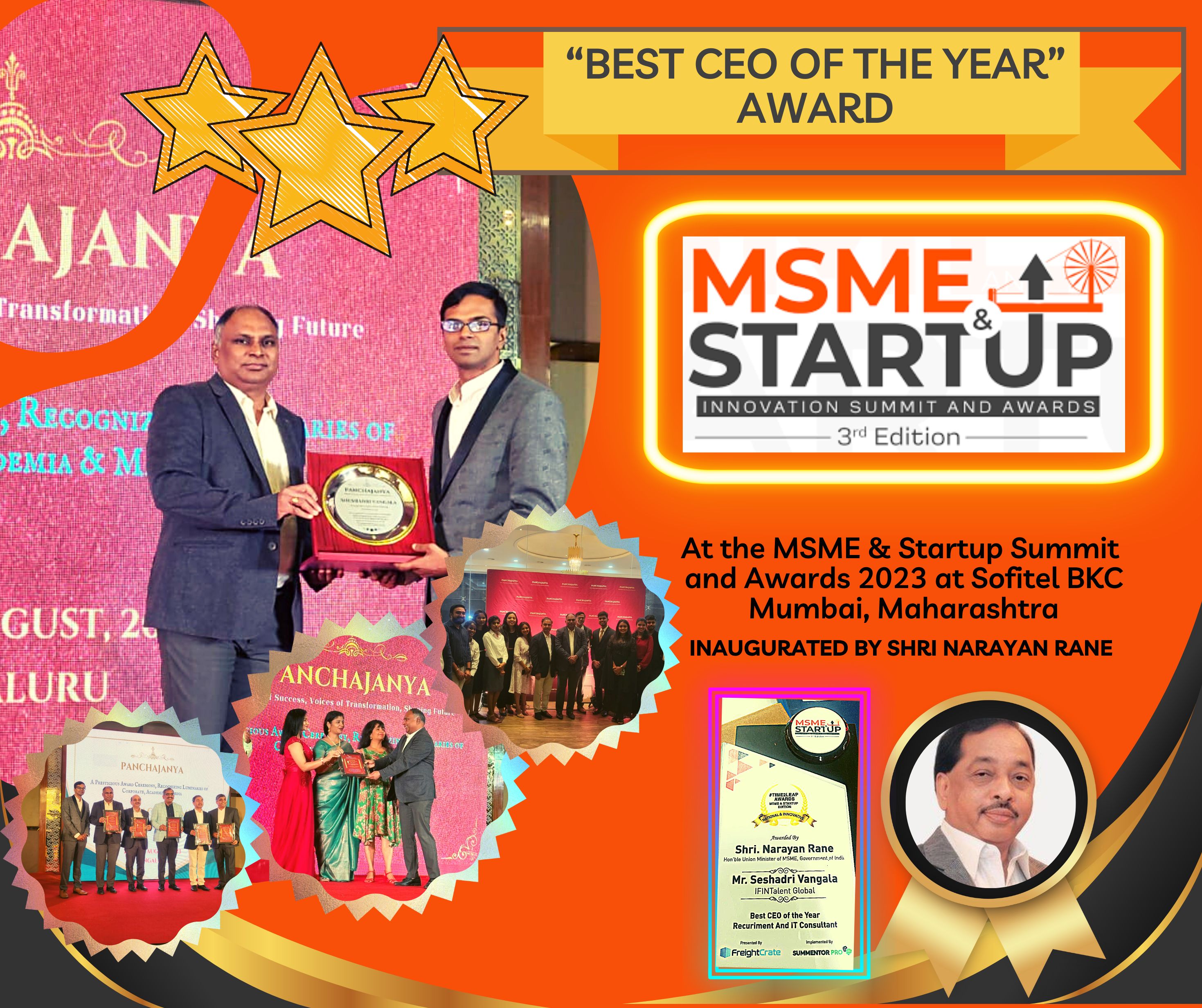 At MSME STARTUP 2023 AND WINNER OF 2023 CEO OF THE YEAR